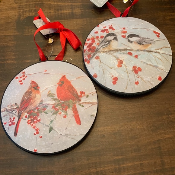 Set of 2, 6" BIRD DISC ORNAMENT by RAZ Imports